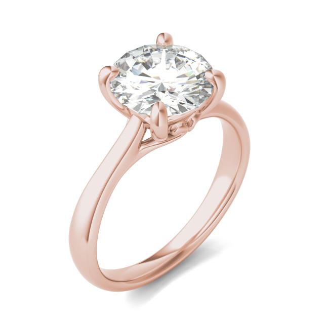 2.70 CTW DEW Round Forever One Moissanite Four Prong Solitaire Engagement Ring in 14K Rose Gold