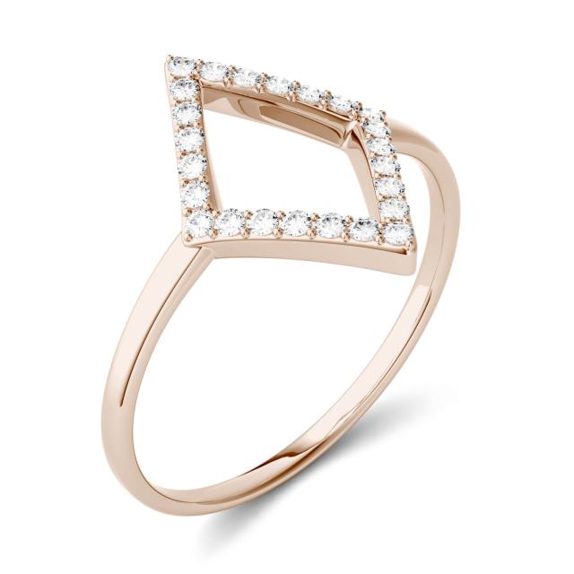 0.12 CTW DEW Round Forever One Moissanite Geometric Fashion Ring in 14K Rose Gold