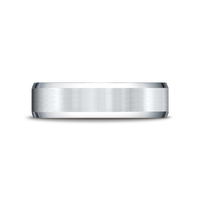 Satin Finish Center with Beveled Edges 6.0mm Ring in 14K White Gold