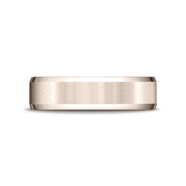 Satin Finish Center with Beveled Edges 6.0mm Ring in 14K Rose Gold