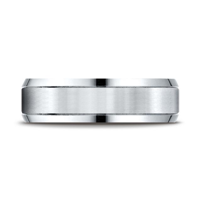 Satin Finish Center with Smooth Beveled Edges 6.0mm Ring in 14K White Gold