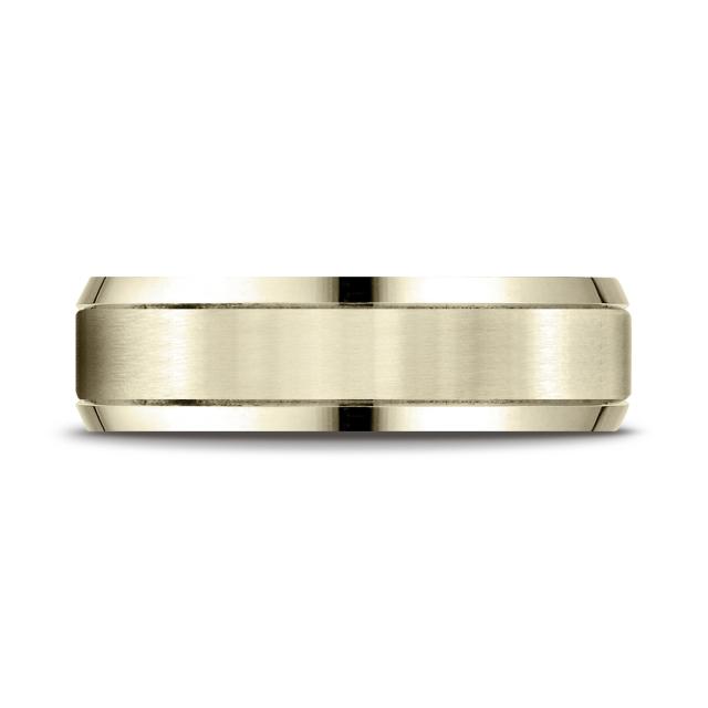 Satin Finish Center with Smooth Beveled Edges 6.0mm Ring in 14K Yellow Gold