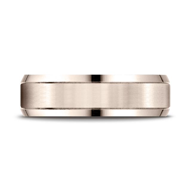 Satin Finish Center with Smooth Beveled Edges 6.0mm Ring in 14K Rose Gold
