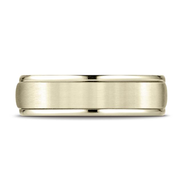 Satin Finish Center with Round Grooved Edges 6.0mm Ring in 14K Yellow Gold
