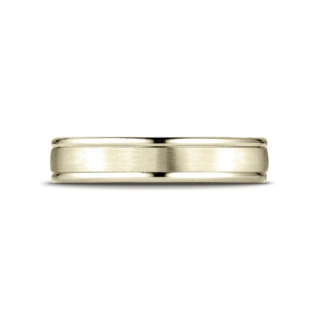 Satin Finish Center with Round Grooved Edges 4.0mm Ring in 14K Yellow Gold