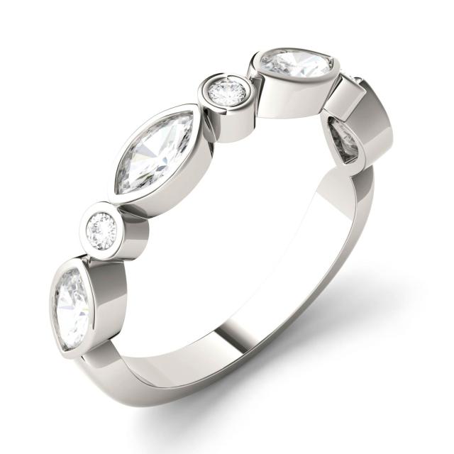0.58 CTW DEW Marquise Forever One Moissanite Multi Stone Stackable Ring in 14K White Gold