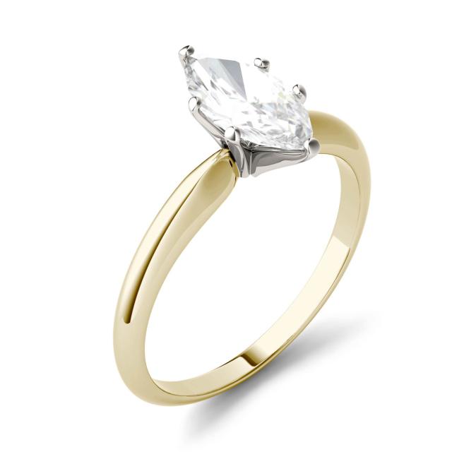 0.50 CTW DEW Marquise Forever One Moissanite Solitaire Engagement Ring in 14K Yellow Gold
