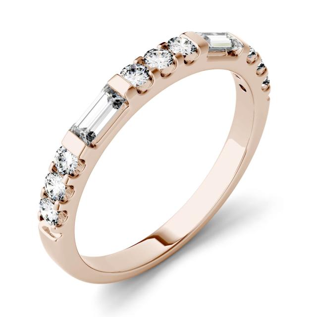 0.50 CTW DEW Straight Baguette Forever One Moissanite Multi Stone Channel Set Wedding Band in 14K Rose Gold