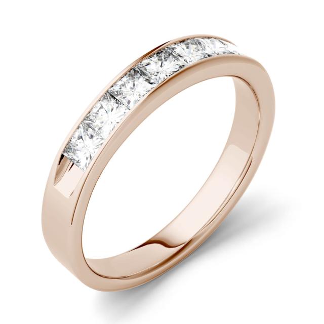 0.84 CTW DEW Square Forever One Moissanite Channel Set Anniversary Band in 14K Rose Gold