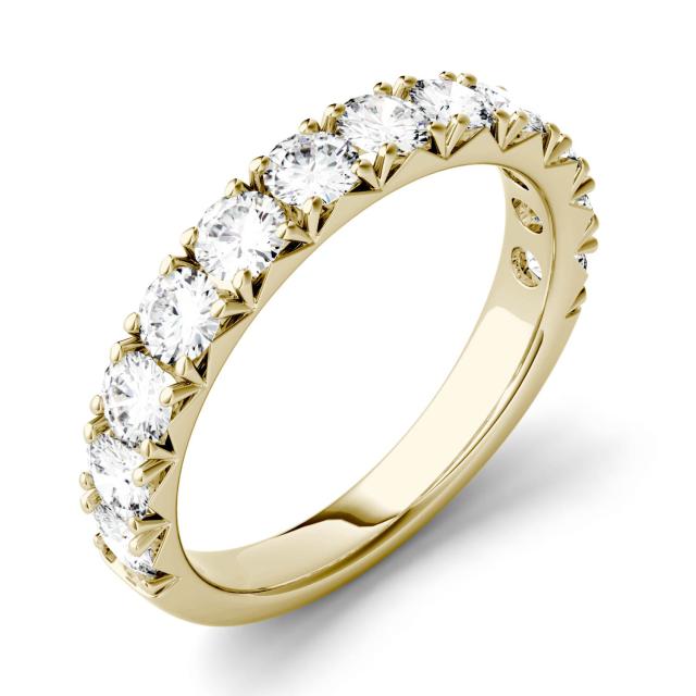 1.20 CTW DEW Round Forever One Moissanite French Pave Anniversary Band in 14K Yellow Gold