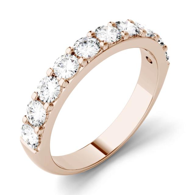 1.00 CTW DEW Round Forever One Moissanite Surface Shared Prong Anniversary Band in 14K Rose Gold
