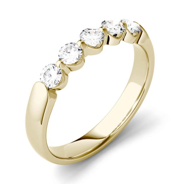 0.50 CTW DEW Round Forever One Moissanite Shared Prong Anniversary Band in 14K Yellow Gold