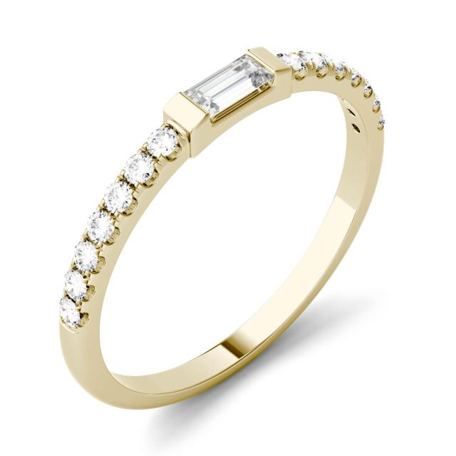 0.33 CTW DEW Straight Baguette Forever One Moissanite Multi Stone Wedding Band in 14K Yellow Gold