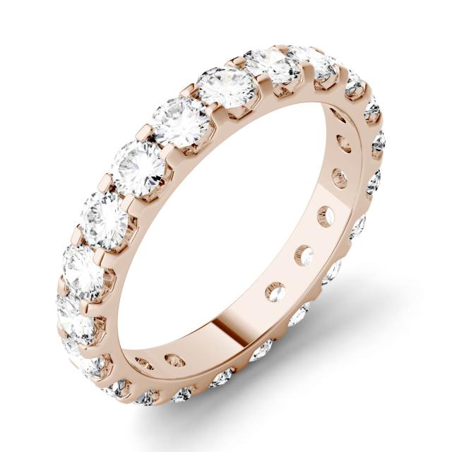 1.90 CTW DEW Round Forever One Moissanite Eternity Band in 14K Rose Gold