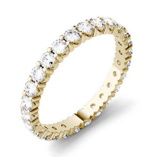 1.08 CTW DEW Round Forever One Moissanite Prong Set Eternity Band in 14K Yellow Gold