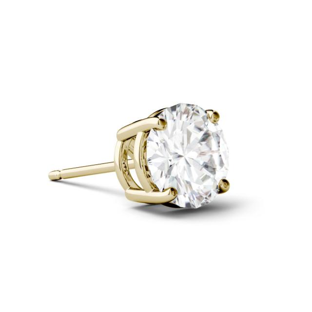 0.10 CTW DEW Round Forever One Moissanite Four Prong Single Stud Earring in 14K Yellow Gold
