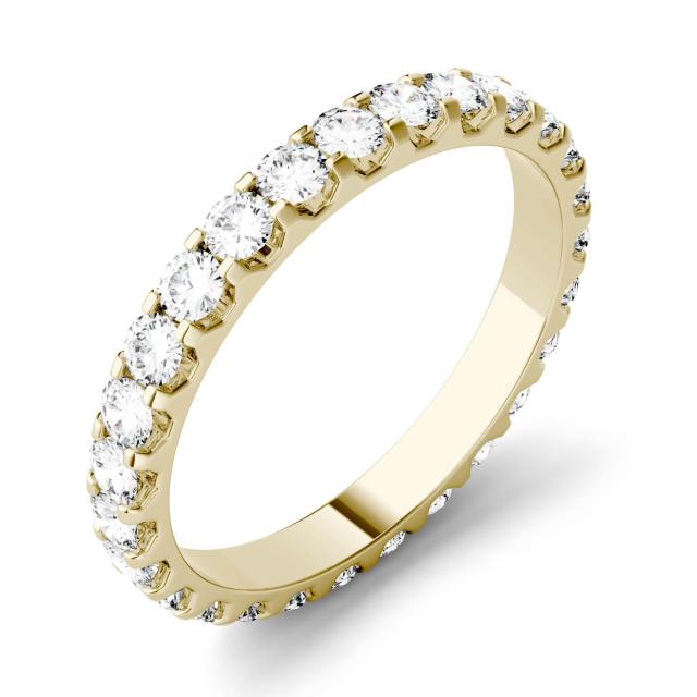 1.00 CTW DEW Round Forever One Moissanite Shared Prong Set Eternity Band in 14K Yellow Gold