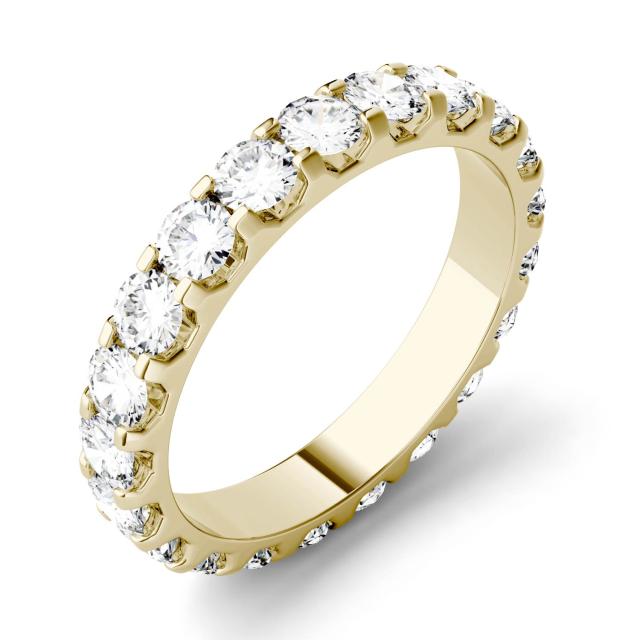 2.00 CTW DEW Round Forever One Moissanite Shared Prong Set Eternity Band in 14K Yellow Gold