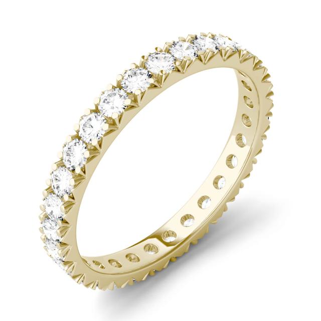 1.00 CTW DEW Round Forever One Moissanite Eternity Prong Set Band in 14K Yellow Gold