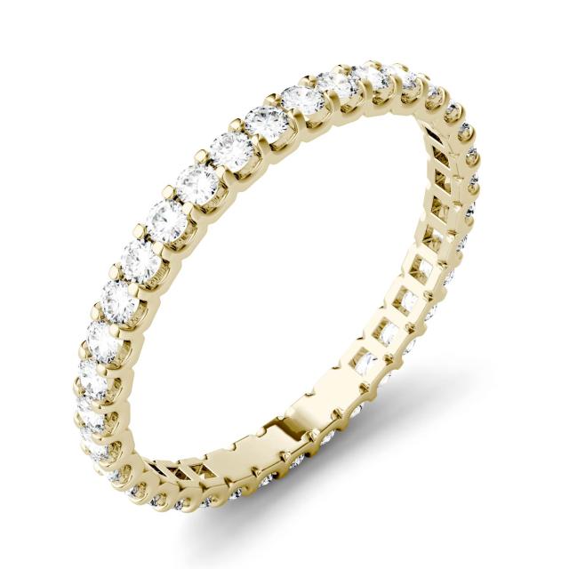 0.58 CTW DEW Round Forever One Moissanite Shared Prong Eternity Band in 14K Yellow Gold