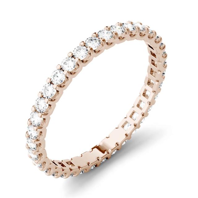 0.58 CTW DEW Round Forever One Moissanite Shared Prong Eternity Band in 14K Rose Gold