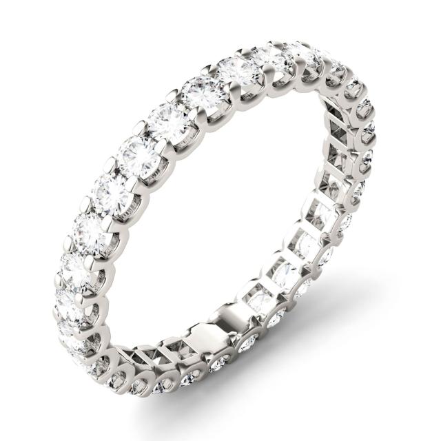 1.00 CTW DEW Round Forever One Moissanite Shared Prong Eternity Band in 14K White Gold