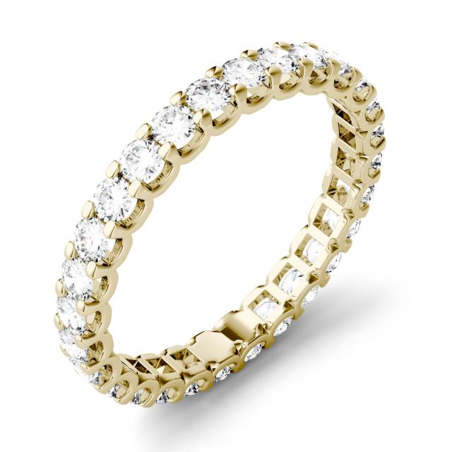 1.00 CTW DEW Round Forever One Moissanite Shared Prong Eternity Band in 14K Yellow Gold