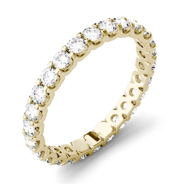 1.00 CTW DEW Round Forever One Moissanite Eternity Shared Prong Set Band in 14K Yellow Gold