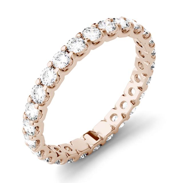 1.00 CTW DEW Round Forever One Moissanite Eternity Shared Prong Set Band in 14K Rose Gold