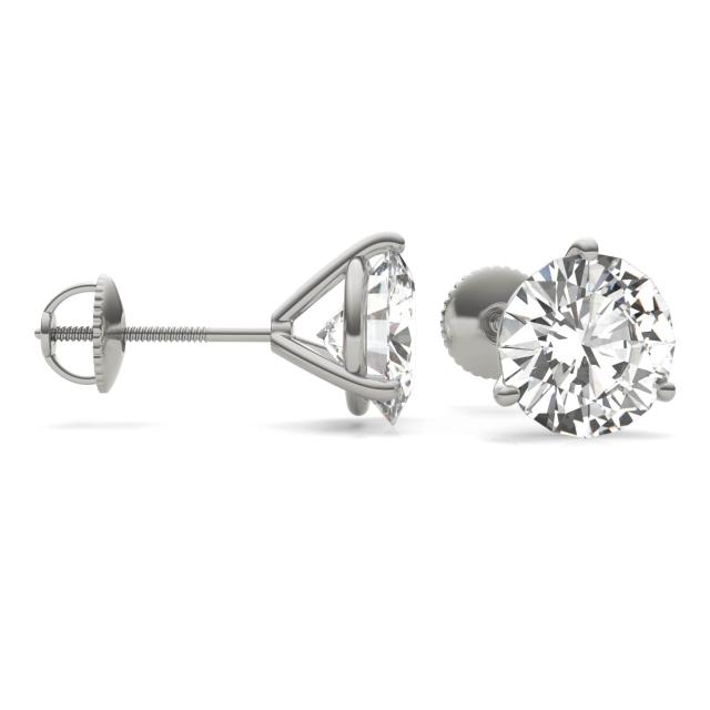 5.40 CTW DEW Round Forever One Moissanite Three Prong Martini Stud Earrings in 14K White Gold