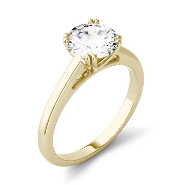 1.50 CTW DEW Round Forever One Moissanite Double Prong Solitaire Engagement Ring in 14K Yellow Gold
