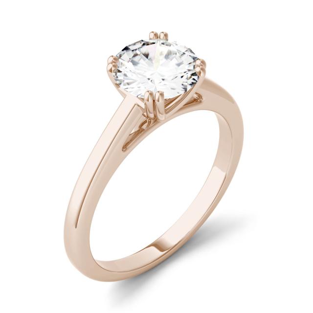 1.50 CTW DEW Round Forever One Moissanite Double Prong Solitaire Engagement Ring in 14K Rose Gold