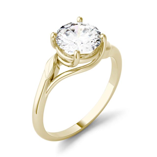 1.50 CTW DEW Round Forever One Moissanite Vines Solitaire Engagement Ring in 14K Yellow Gold