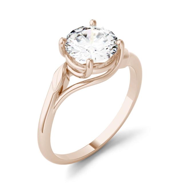 1.50 CTW DEW Round Forever One Moissanite Vines Solitaire Engagement Ring in 14K Rose Gold