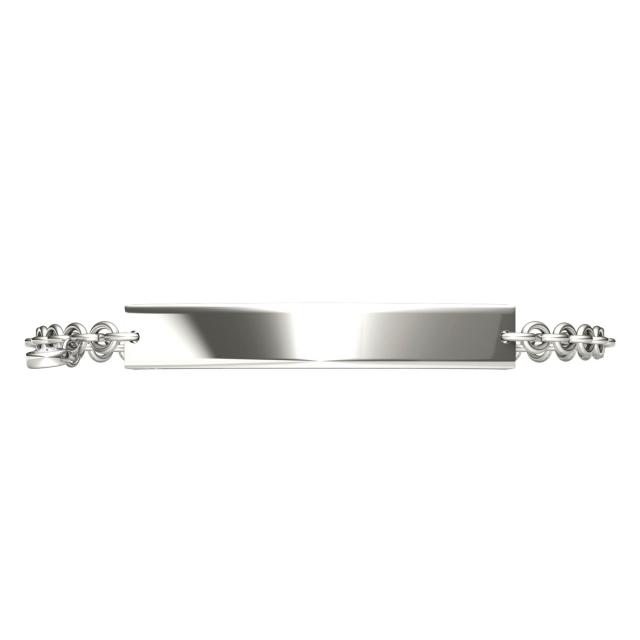 Personalized Block Bar Bracelet in Sterling Silver with Forever One Moissanite Accent