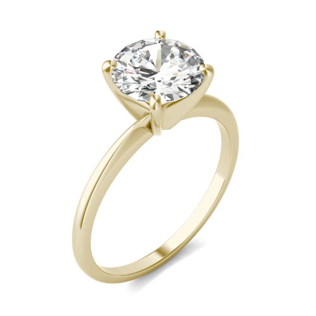 1.90 CTW DEW Round Forever One Moissanite Ring 14K Yellow Gold