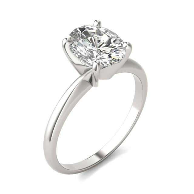 2.10 CTW DEW Oval Forever One Moissanite Solitaire Engagement Ring in 14K White Gold