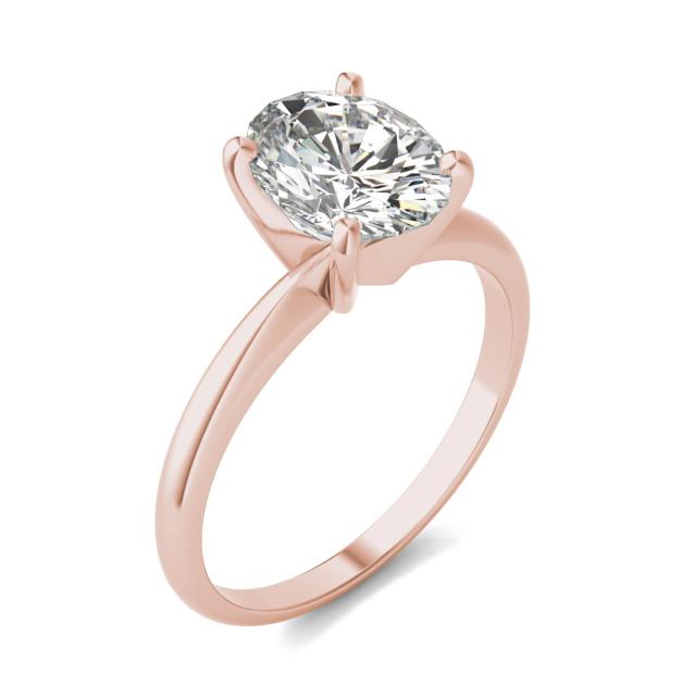 2.10 CTW DEW Oval Forever One Moissanite Solitaire Engagement Ring in 14K Rose Gold