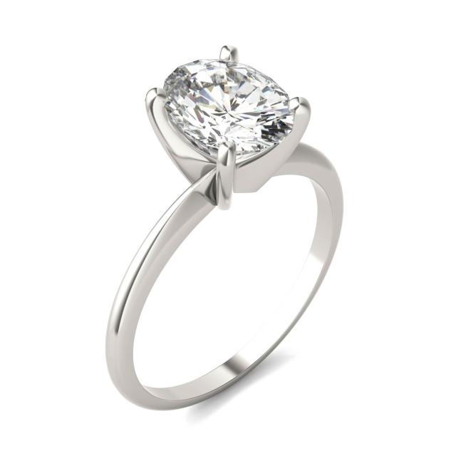 3.00 CTW DEW Oval Forever One Moissanite Solitaire Engagement Ring in 14K White Gold