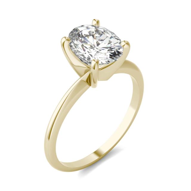 3.00 CTW DEW Oval Forever One Moissanite Ring 14K Yellow Gold