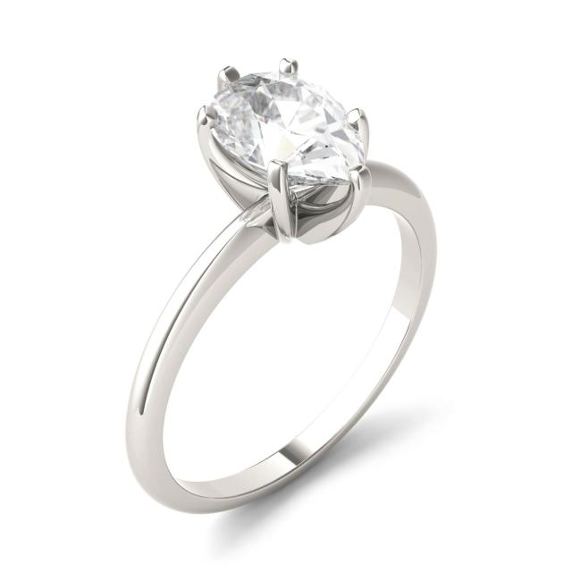 2.10 CTW DEW Pear Forever One Moissanite Solitaire Engagement Ring in 14K White Gold