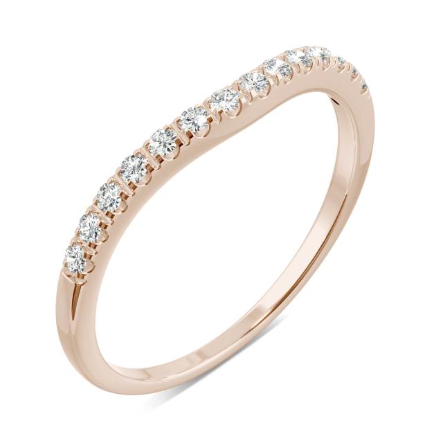 0.21 CTW DEW Round Forever One Moissanite Classic Contoured Wedding Band in 14K Rose Gold