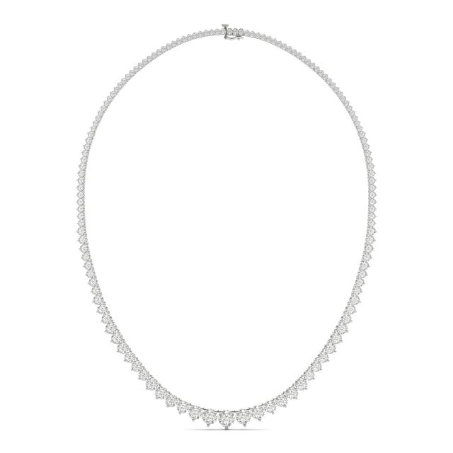 10.65 CTW DEW Round Forever One Moissanite Graduated Riviera Tennis Necklace 14K White Gold