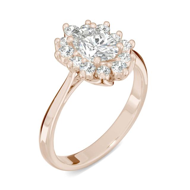 1.35 CTW DEW Oval Forever One Moissanite Oval Halo Ring in 14K Rose Gold