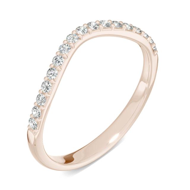 0.22 CTW DEW Round Forever One Moissanite Signature Curved Classic Wedding Ring in 14K Rose Gold