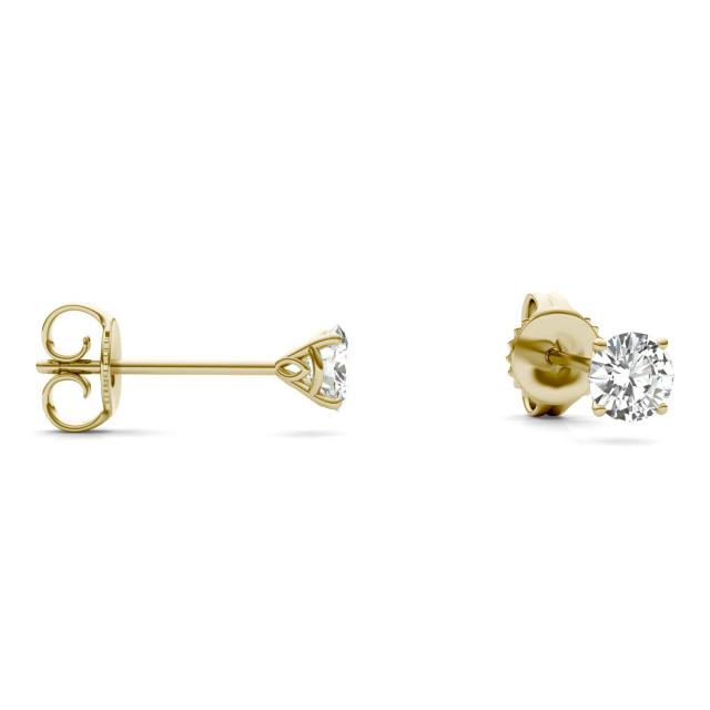 0.51 CTW DEW Round Forever One Moissanite Signature Martini Stud Earrings in 14K Yellow Gold