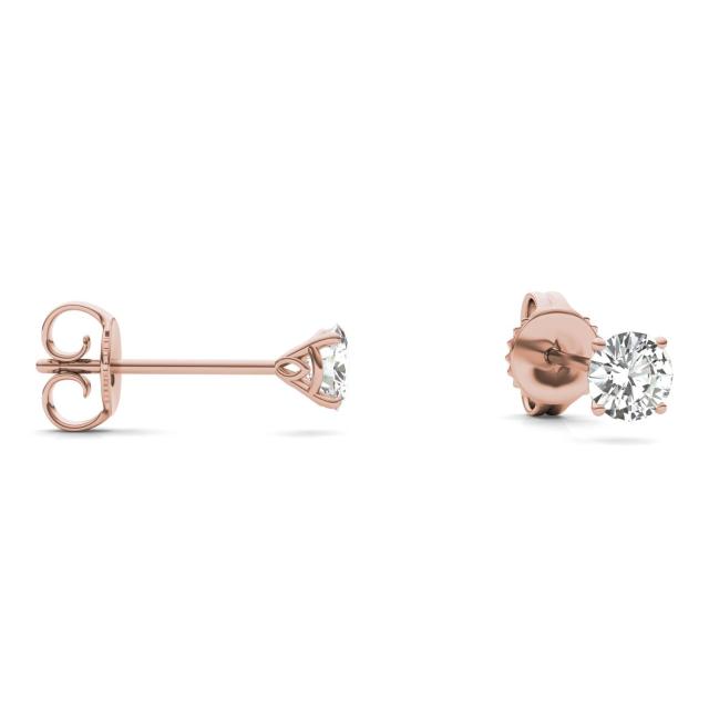 0.51 CTW DEW Round Forever One Moissanite Signature Martini Stud Earrings in 14K Rose Gold