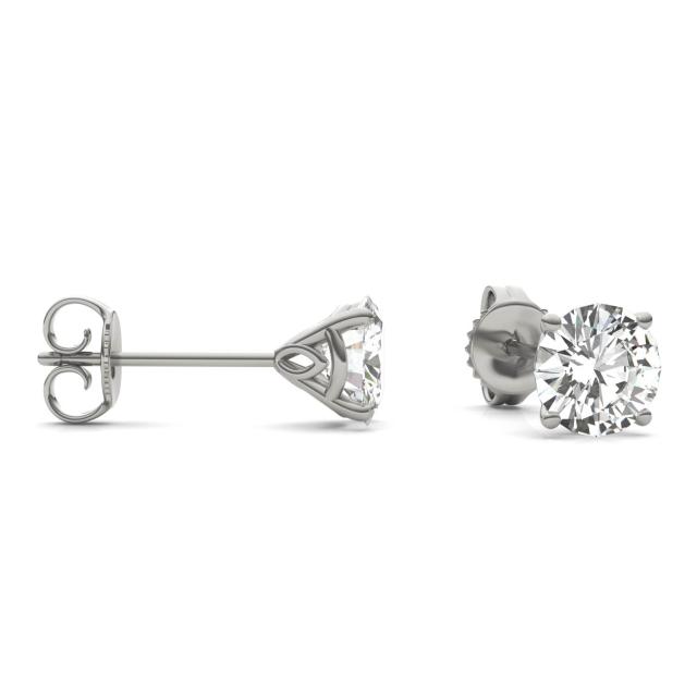 1.61 CTW DEW Round Forever One Moissanite Signature Martini Stud Earrings in 14K White Gold