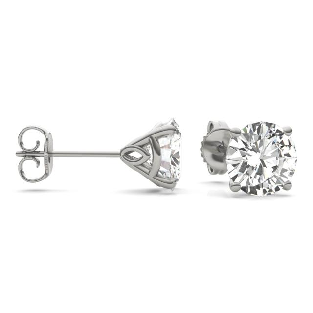 3.20 CTW DEW Round Forever One Moissanite Signature Martini Stud Earrings in 14K White Gold