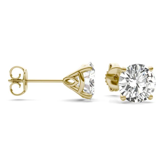 3.20 CTW DEW Round Forever One Moissanite Signature Martini Stud Earrings in 14K Yellow Gold